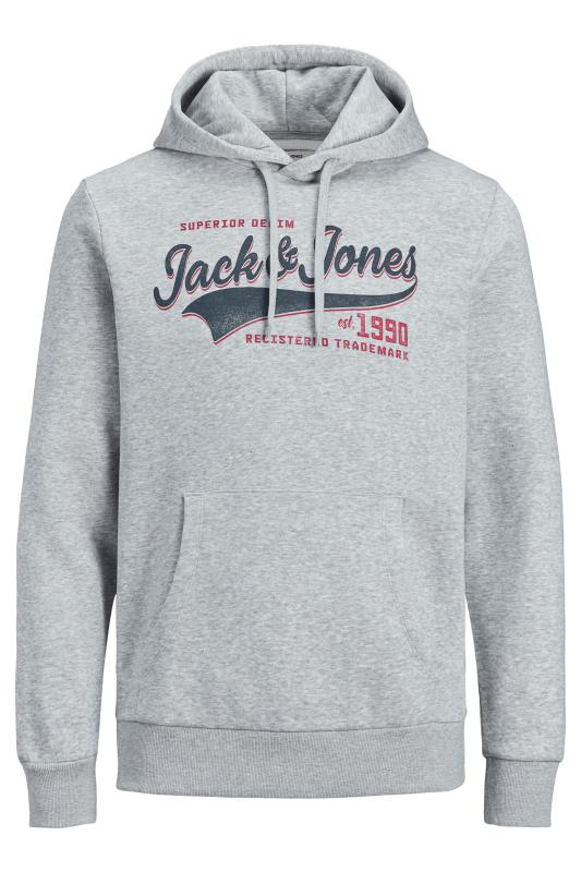 JACK & JONES Big & Tall Grey Logo Printed Hoodie 2