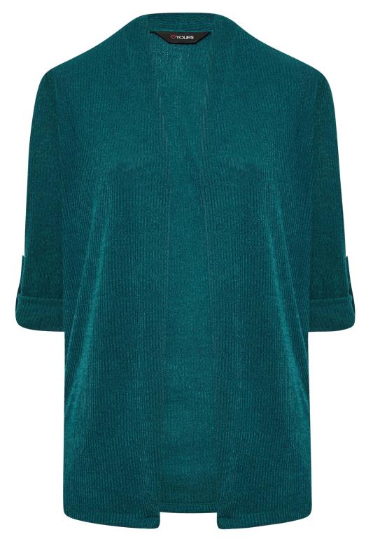 Curve Plus Size Teal Green Ribbed Cardigan | Yours Clothing  6