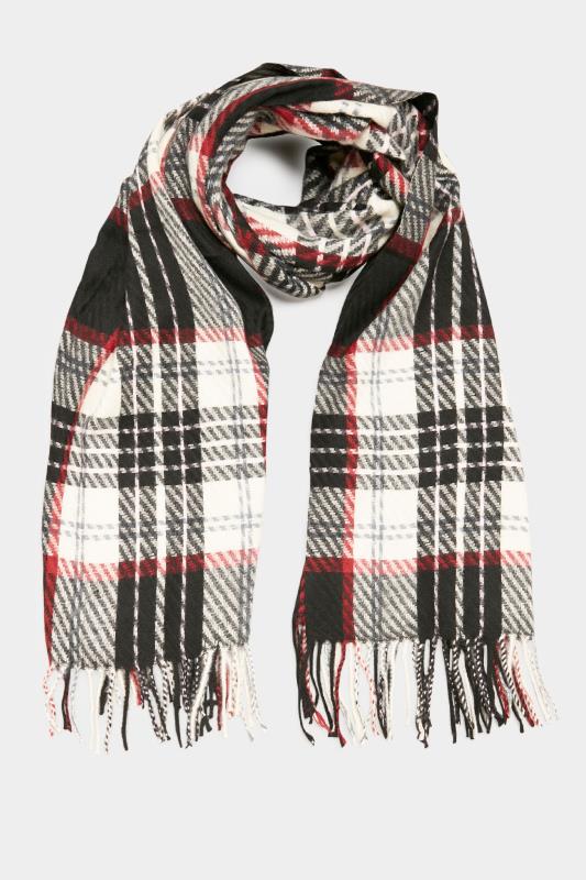 Plus Size Black Check Tassel Scarf | Yours Clothing 2