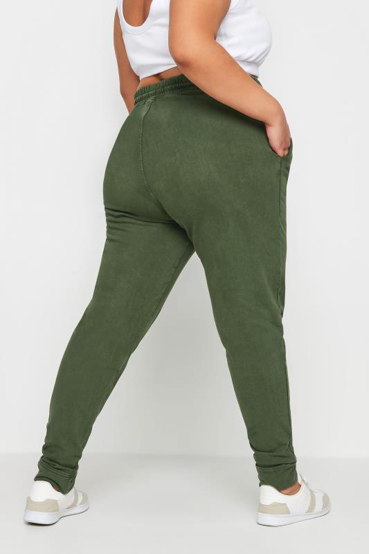 YOURS Plus Size Forest Green Acid Wash Joggers | Yours Clothing 3