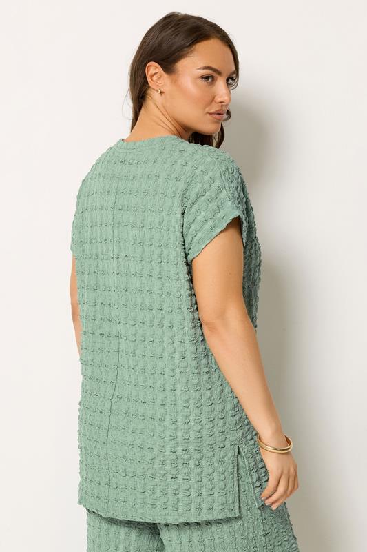 YOURS Plus Size Sage Green Bubble Textured T-Shirt | Yours Clothing 2