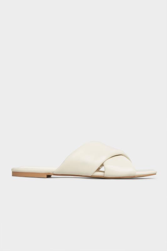 LTS White Cross Strap Square Mules In Standard D Fit 3
