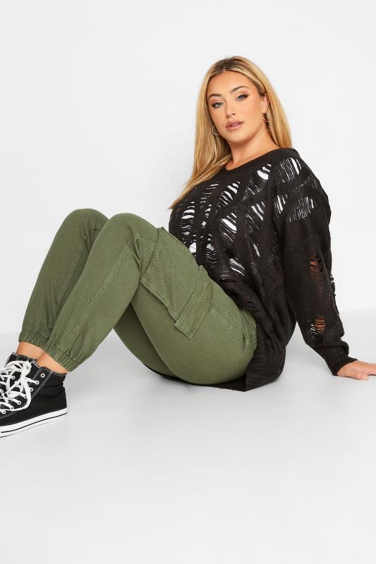 Plus Size Khaki Green Cargo Pocket Jeans | Yours Clothing  3