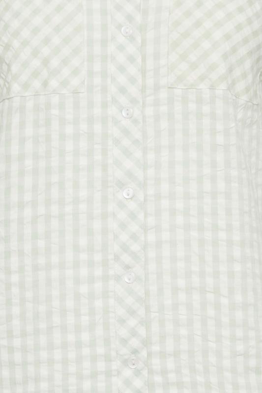 YOURS PETITE Plus Size Sage Green Gingham Pocket Shirt | Yours Clothing 5