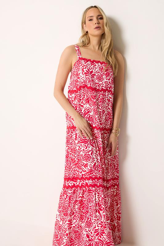 LTS Tall Women's Red Floral Contrast Swirl Maxi Dress | Long Tall Sally 1