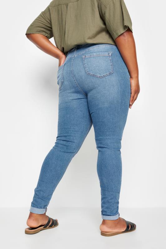YOURS Plus Size Blue Turn Up GRACE Jeggings | Yours Clothing 3