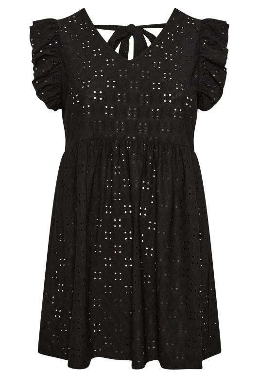 LIMITED COLLECTION Plus Size Black Broderie Anglaise Frill Top | Yours Clothing 6