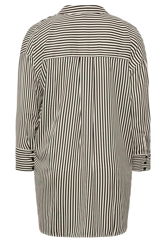 Plus Size Black & Cream Stripe Oversized Boyfriend Shirt | Yours Clothing 7