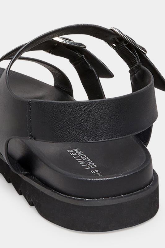 LIMITED COLLECTION Black Footbed Buckle Sandals In Extra Wide Fit | Yours Clothing 4