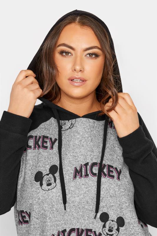 Plus Size DISNEY Grey 'Mickey' Print Soft Touch Hoodie | Yours Clothing 4