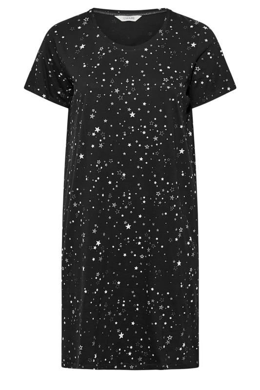 Plus Size Black Star Print Nightdress | Yours Clothing 6