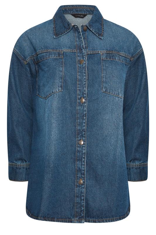 YOURS Plus Size Indigo Blue Denim Western Shacket | Yours Clothing 6