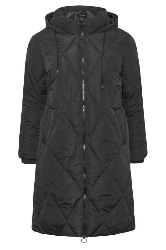 Plus Size Black Quilted Midaxi Coat | Yours Clothing 6