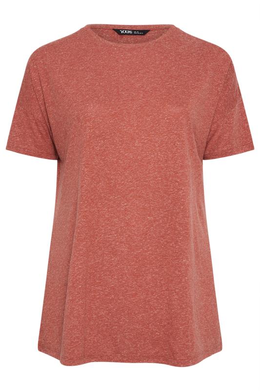 YOURS Plus Size Rust Orange Oversized Linen T-Shirt | Yours Clothing 5