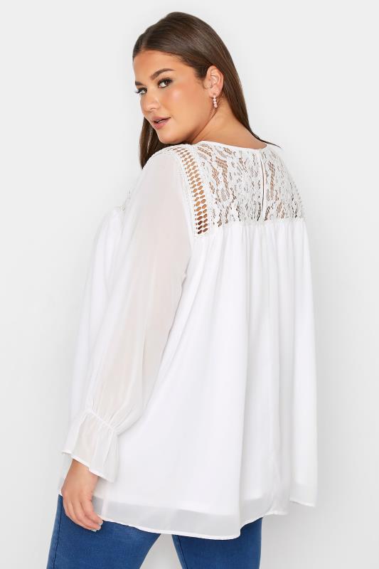 YOURS LONDON Plus Size White Lace Blouse | Yours Clothing 3