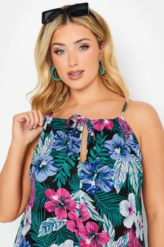 YOURS Curve Plus Size BlackTropical Print Maxi Beach Dress | Yours Clothing 4