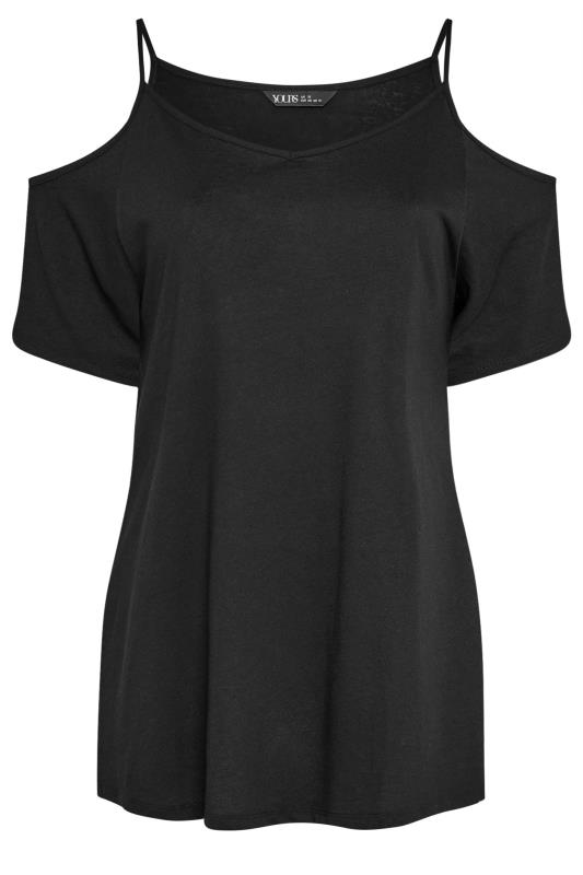 YOURS Curve Plus Size 2 PACK Black & Khaki Green Cold Shoulder T-Shirts | Yours Clothing  11