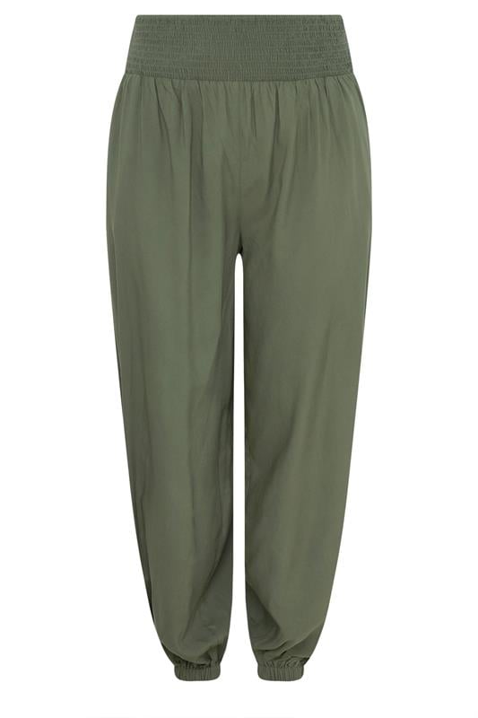 YOURS Plus Size Khaki Green Balloon Trousers | Yours Clothing 5