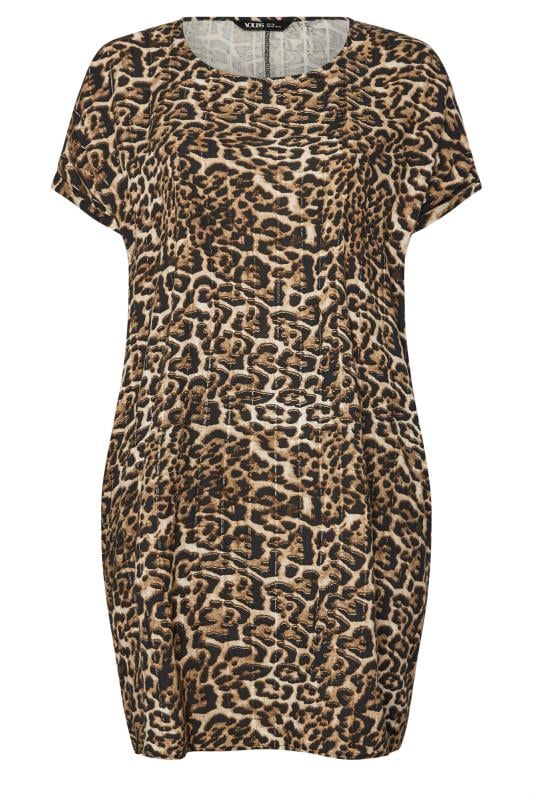 YOURS Plus Size Brown Leopard Print Tunic Dress | Yours Clothing 5