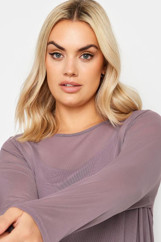YOURS Plus Size Purple Mesh Swing Top | Yours Clothing 4