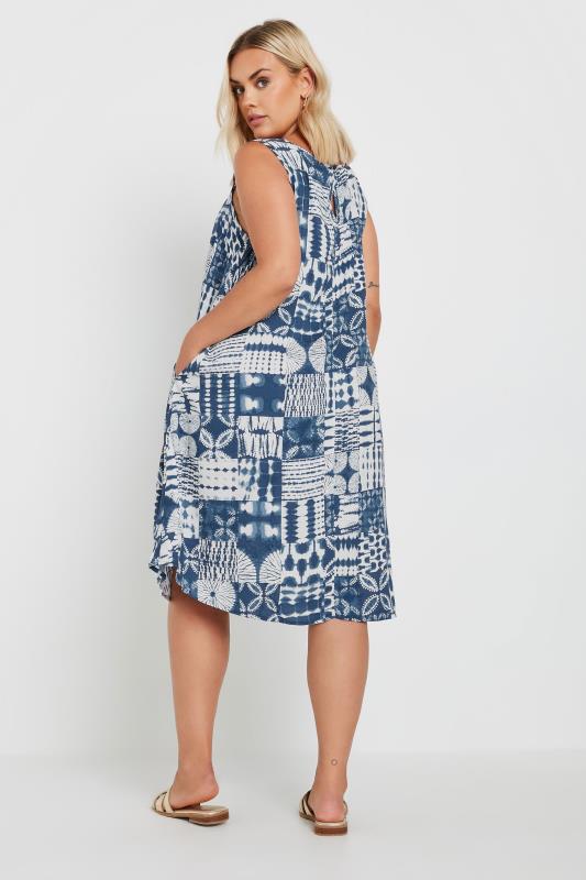 YOURS Plus Size Blue Tile Print Pocket Swing Dress | Yours Clothing 4
