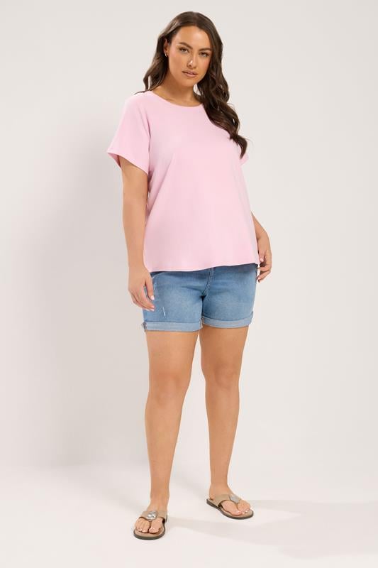 YOURS Plus Size Pink Interlock T-Shirt | Yours Clothing 1