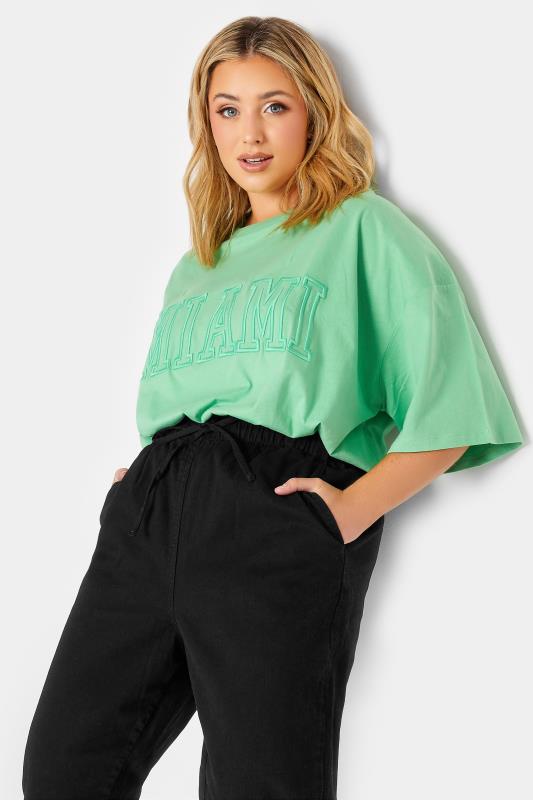 Plus Size Black Paperbag Waist Stretch MOM Jeans | Yours Clothing 3