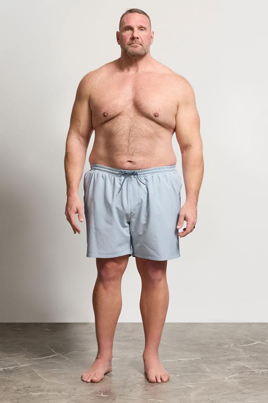 BadRhino Big & Tall Blue Stripe Seersucker Swim Shorts | BadRhino 2