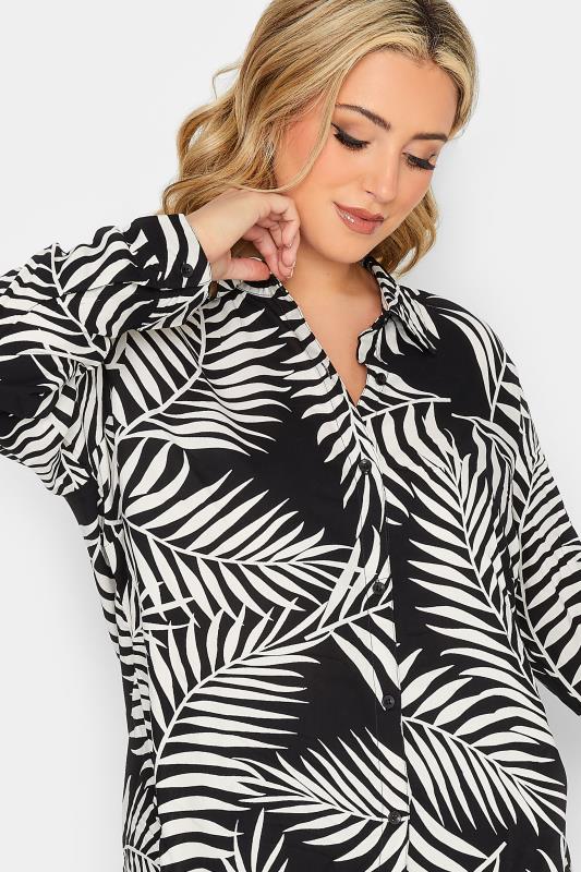 YOURS PETITE Plus Size Black Palm Print Shirt | Yours Clothing 4