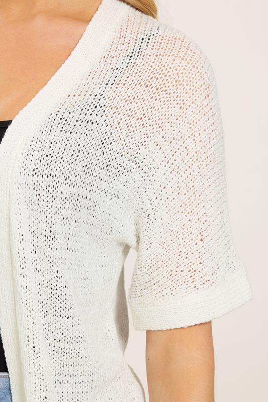 M&Co White Short Sleeve Tape Knit Cardigan | M&Co 4