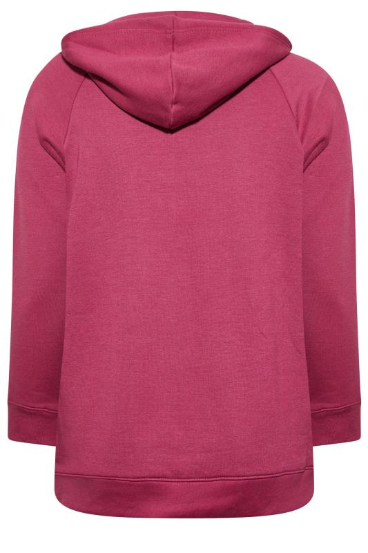 Plus Size Pink Raglan Zip Through Hoodie | Yours Clothing 7