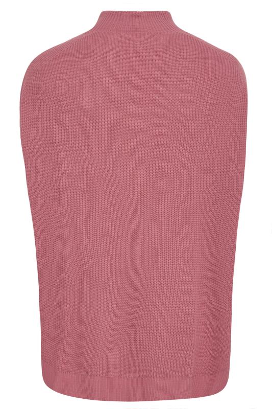 Plus Size Curve Pink Ribbed Knit Tabard Vest | Yours Clothing 7