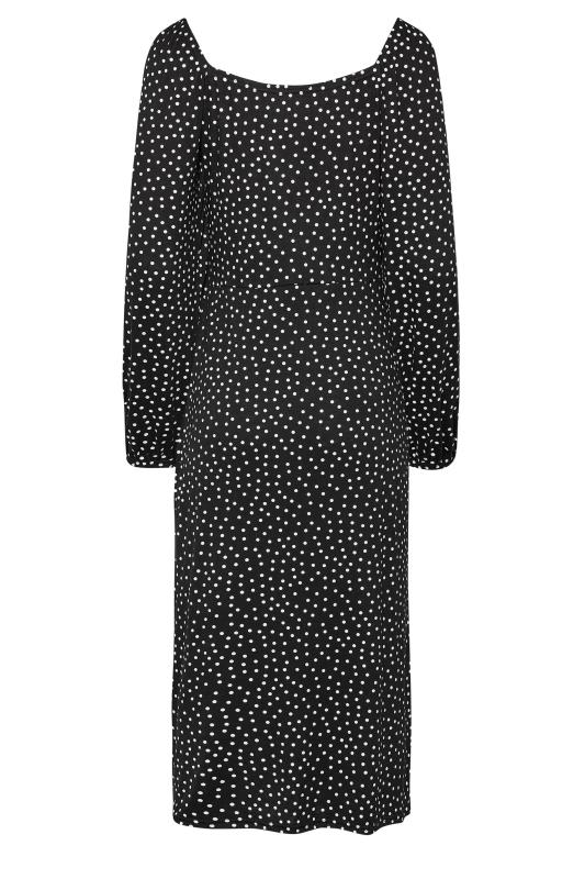 LTS Tall Black Polka Dot Spilt Front Dress 2