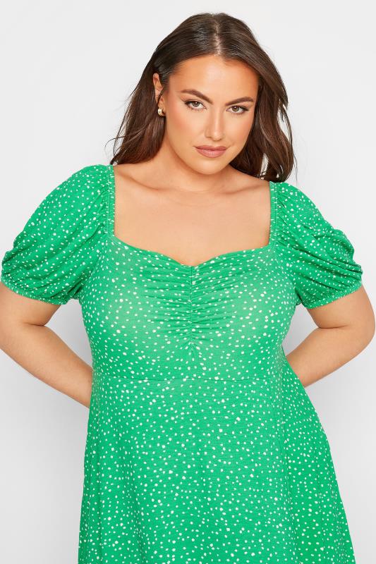 Curve Green Spot Print Sweetheart Midaxi Dress 4