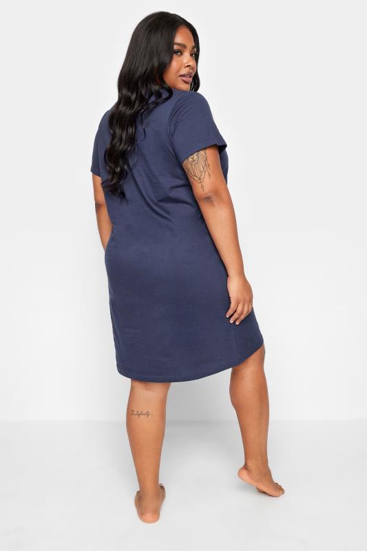 YOURS Plus Size Navy Blue 'Find Your Magic' Star Print Nightdress | Yours Clothing 3