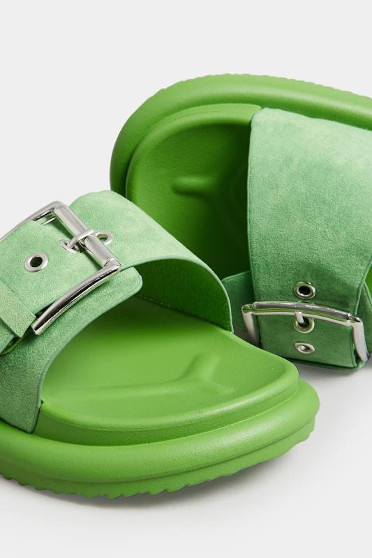 Green Buckle Strap Mule Sandals In Wide E Fit & Extra Wide EEE Fit | Yours Clothing 5
