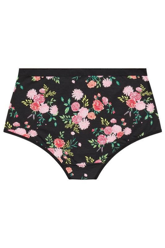 YOURS 5 PACK Curve Black Floral Print Full Briefs | Yours Clothing 7