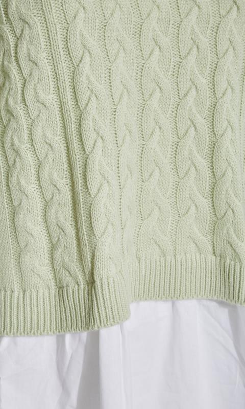 Mint Green 2 In 1 Poplin Hem Cable Knitted Jumper_S.jpg