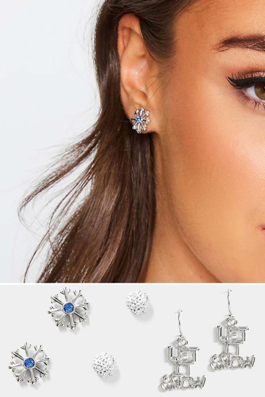 3 PACK Silver Novelty Stud Earrings Set | Yours Clothing 1