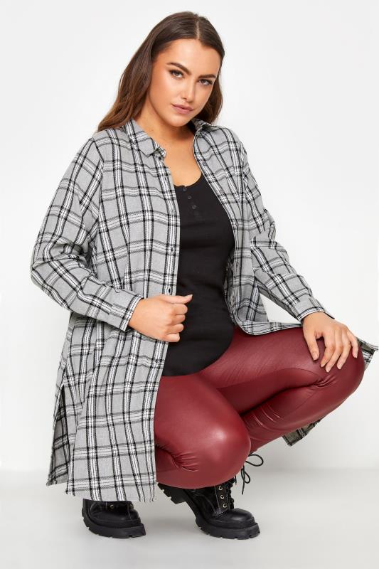  Grande Taille LIMITED COLLECTION Grey Check Longline Boyfriend Shirt