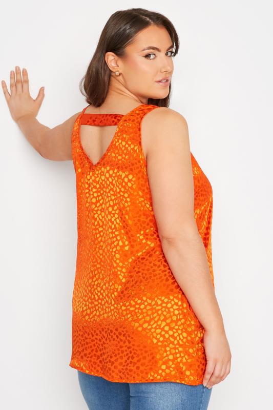 Plus Size Orange Animal Print Satin Vest Top | Yours Clothing 3
