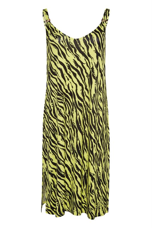 Curve Lime Green Zebra Print Side Split Midi Beach Dress 6