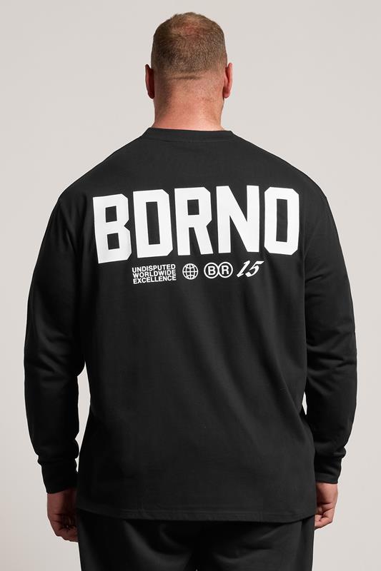 BDRNO Premium Big & Tall Black Printed Long Sleeve T-Shirt | BadRhino 6