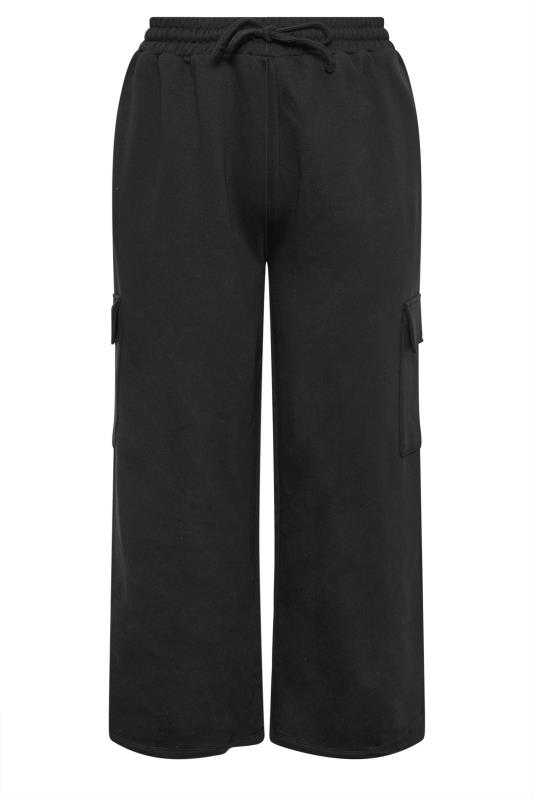 YOURS Plus Size Black Wide Leg Cargo Joggers | Yours Clothing 5