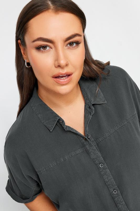 YOURS Plus Size Black Chambray Shirt | Yours Clothing 4