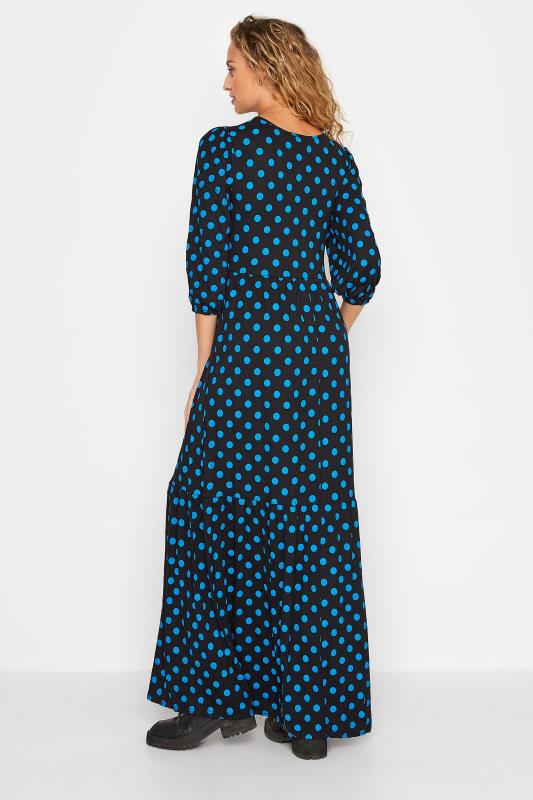 Tall Women's Black & Blue Polka Dot Smock Maxi Dress | Long Tall Sally 3