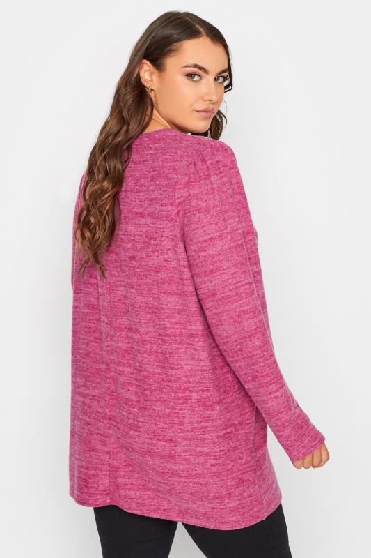 Plus Size Pink Pearl Embellished Soft Touch Top | Yours Clothing 3