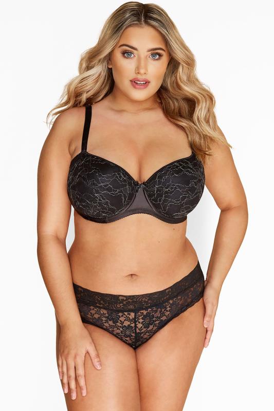 Plus Size 3 PACK Black Lace Low Rise Brazillian Knickers | Yours Clothing  3