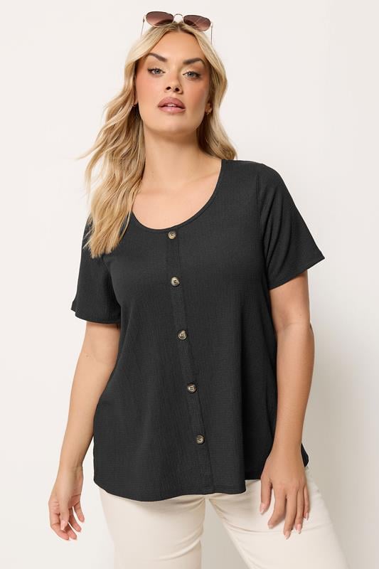  YOURS camiseta negra arrugada