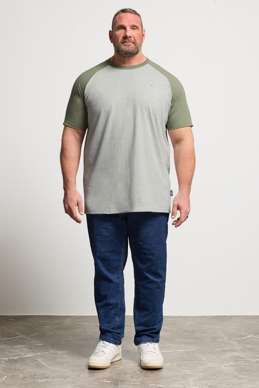 BadRhino Big & Tall Green & Grey Extra Long Raglan T-Shirt | BadRhino 1